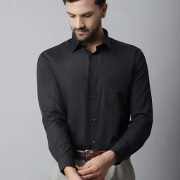 Cantabil Black Regular fit Solid Shirt-image-64