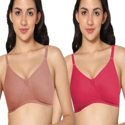 IN CARE Pink & Beige Non-Wired Full Coverage Push-Up Bra - Pack of 2-image-18