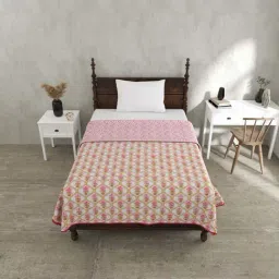 JaipurFabric Pink Mulmul Cotton 180 TC Jaal Darbar Reversible Single Bed Dohar-image-48