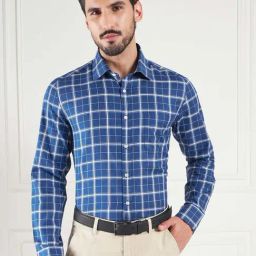 Louis Stitch Blue Cotton Regular Fit Checks Shirt-image-43