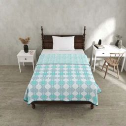 JaipurFabric Blue Mulmul Cotton 180 TC Wavy Ethnic Reversible Single Bed Dohar-15
