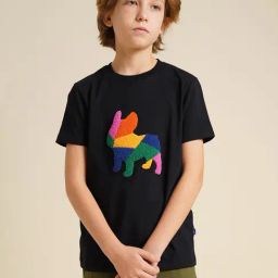 Jack & Jones Junior Boys Black Embroidered Doggo Print T-shirt-image-40