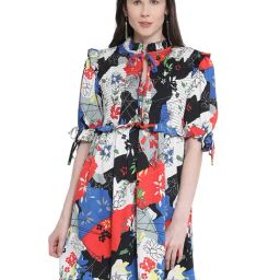 Oxolloxo Multicolor Printed Abstract Paint Persona Dress-image-81