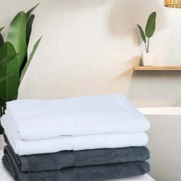 Bianca Paradiso White & Grey 100% Cotton 500 GSM Bath Towels - Set of 4-image-88