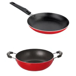 Nirlon Non-Stick Red Aluminium Gas Compatible Pot & Pan Combo Cookware Set - ( 2.6mm)-28