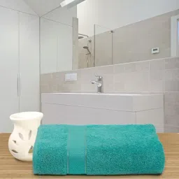 Creeva Sea Green 525 GSM Cotton Bath Towel-image-22