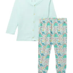 MiArcus Kids Green Printed 2 Full Sleeve Tee & Pajama-10