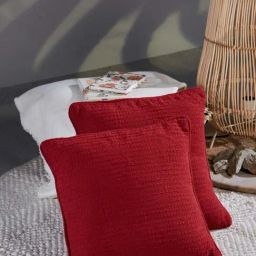 Fabindia 'Trushita' Red Cotton Cushion Cover - Set of 1-image-22