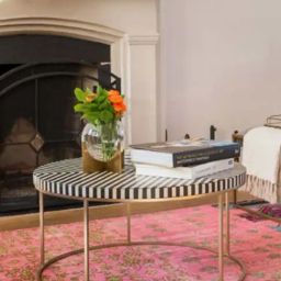 Casagold Georgia Inlay Black Coffee Table with Metal Stand-24