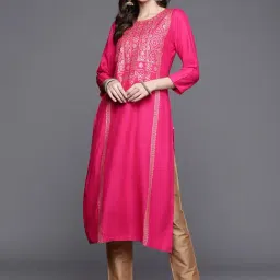 KSUT Pink Printed Straight Kurta-image-30