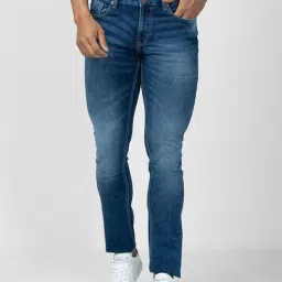 Spykar Mid Blue Cotton Slim Fit Jeans-picture-3