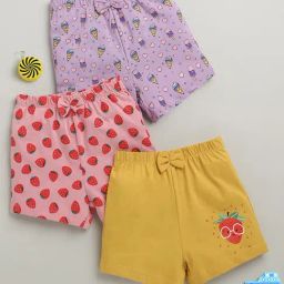 Bumzee Pink Cotton Graphic Shorts - Pack of 3-image-43