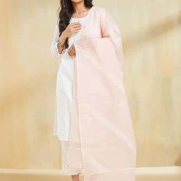 Fabindia Pink Regular Fit Embroidered Dupatta-40