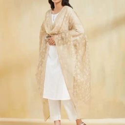 Fabindia Beige Regular Fit Embroidered Dupatta-picture-33