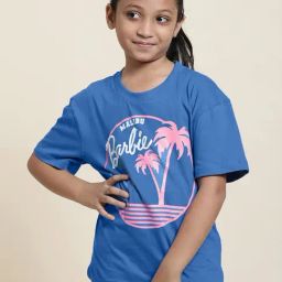 Kidsville Barbie Printed Blue T-Shirt For Girls-image-72