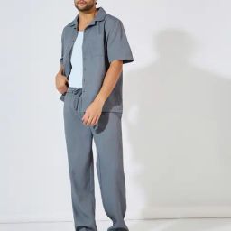 Styli Grey Relaxed Fit Solid Co-Ords-image-35