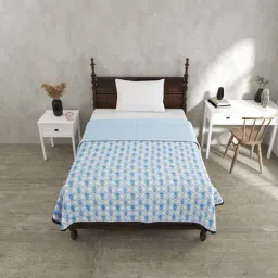 JaipurFabric Blue Mulmul Cotton 180 TC Jaal Darbar Reversible Single Bed Dohar-image-45