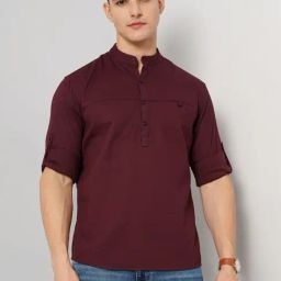 Celio* Red Cotton Regular Fit Shirts-image-9