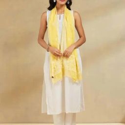 Fabindia Lemon Regular Fit Embroidered Stole-picture-22
