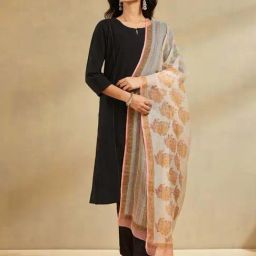 Fabindia White Regular Fit Printed Dupatta-picture-39