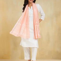 Fabindia Peach Regular Fit Embroidered Stole-picture-20