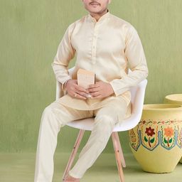 DIVISIVE Men Regular Dupion Silk Kurta with Pyjamas image 3
