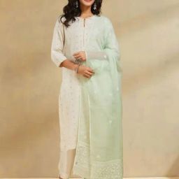 Fabindia Mint Regular Fit Embroidered Dupatta-27