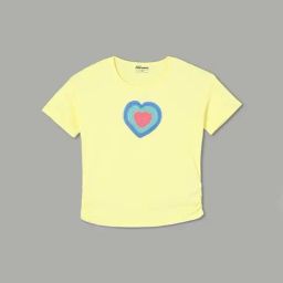 Fame Forever by Lifestyle Girls Yellow Cotton Embossed T-Shirt-image-64