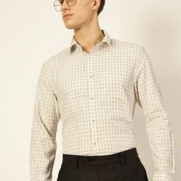 Thomas Scott Yellow Regular Fit Checkered Formal Shirt-image-46