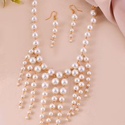 Silvermerc Designs Gold-Plated Multi-Strand Pearls Beaded Jewellery Set-picture-31