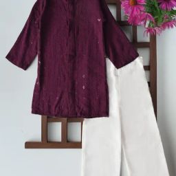 Bella Moda Boys Violet Embroidery Kurta & Pajamas Set-picture-38