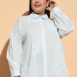 Oxolloxo Blue Self Plus Size Casual Shirt-picture-15