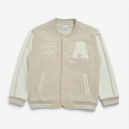 HOP Kids by Westside Beige Text Design Varsity Jacket-image-47
