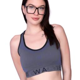 Spiaty Blue Stripes Sports Lightly Padded Bra-picture-38