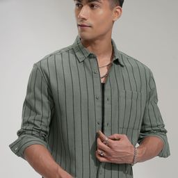 HIGHLANDER Men Comfort Slim Fit Opaque Striped Casual Shirt-picture-34