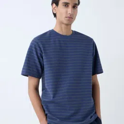 WES Casuals by Westside Dark Blue Stripe Relaxed-Fit T-Shirt-picture-17