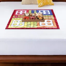CASA-NEST Red & Blue Ludo Printed Bed Protector Mat-13