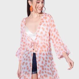 BUYNEWTREND White Floral Print Shrug-image-43