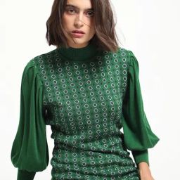 RAREISM Green Acrylic Printed Long Sleeves Sweater-image-34