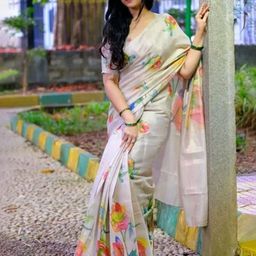 LEAFFEB Floral Silk Cotton Tussar Saree-picture-53
