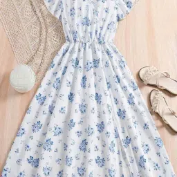 Bolly Lounge Girls Pearl Blue Floral Dress-image-52