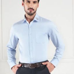 Louis Stitch Blue Cotton Regular Fit Shirt-image-46