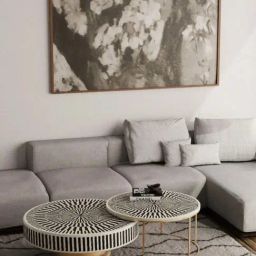 Casagold 2-Piece Black Sunstrike Bone Inlay Round Nesting Coffee Table Set-1