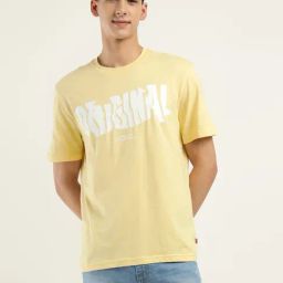 Levi's Yellow Cotton Regular Fit Printed T-Shirt-image-59