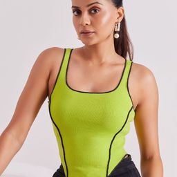 The Cloth Crow Women Square Neck Solid Sleeveless Ribbed Top-image-95
