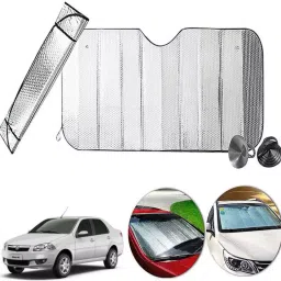 Auto Pearl F221 Dashboard Sun Shade Cover with Suction Cup for Fiat Siena (Silver)-47
