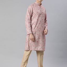 Majestic Man Men Floral Printed Sequinned Kurta-13