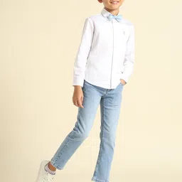 U.S. Polo Assn. Kids Boys Solid Spread Collar Cotton Casual Shirt-picture-39