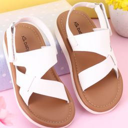 Babyoye Slip On Solid Sandals with Velcro Closure - White-image-13