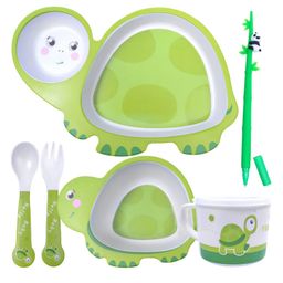 Sanishth Bamboo Turtle Shaped Mealtime Dinnerware - Green-2